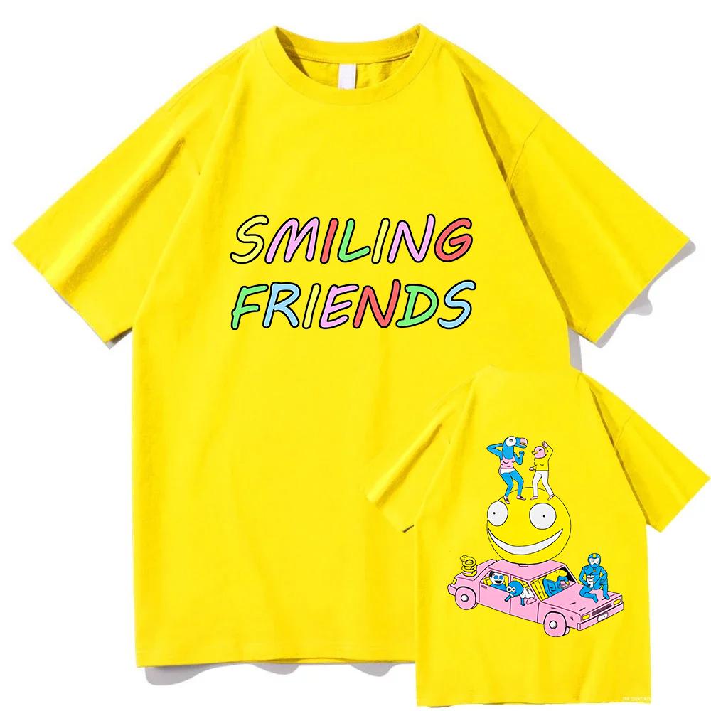 Smiling Friends Manga Graphic T-shirt Cotton Short Sleeve Loose Male Tshirts Unisex Streetwear Casual O-neck Fashion Men T Shirt