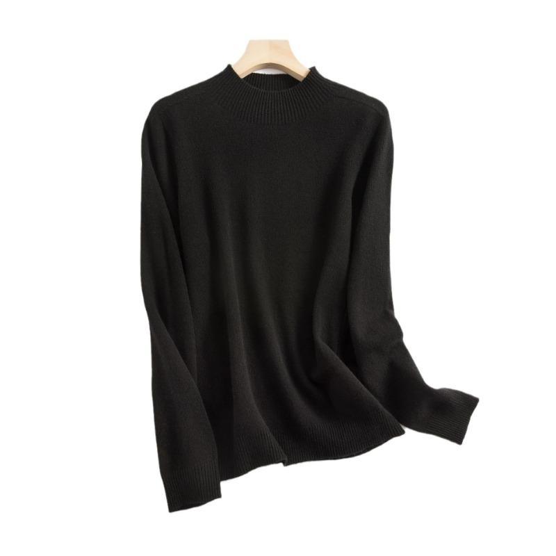 Semi-turtleneck Wool Sweater Women's 0 Solid Color Bottoming Sweater Sweater New Loose Inner Seamless Knitted Top