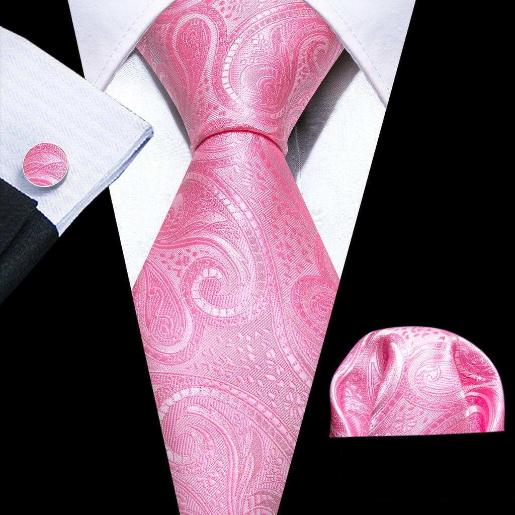 Barry.Wang Mens Striped Silk Tie Handkerchief Cufflinks Formal Necktie Set Designer
