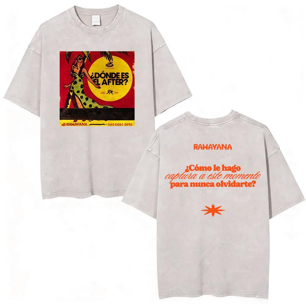 Magliette Vintage Lavate Uomo Donna Moda Hip Hop Pop Musica T Shirt Casual Larga Manica Corta Rawayana Veneka Band Album