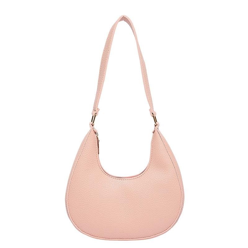Texture: Large-capacity, foreign style, new lychee pattern, popular solid color, fashionable and simple, one-shoulder crossbody dumpling bag