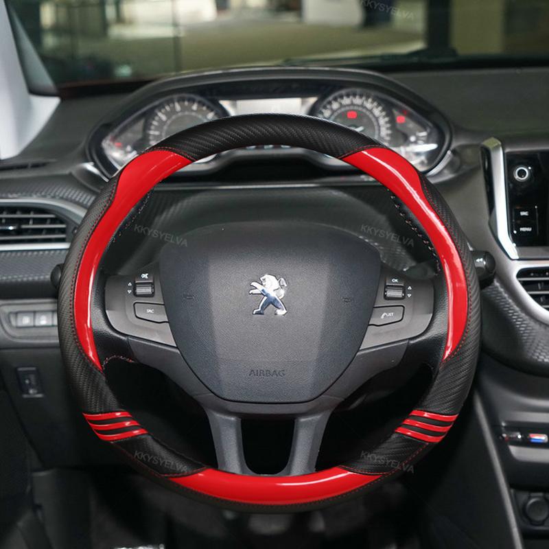 

Автомобильный чехол на руль из углеродного волокна + кожа для Peugeot 208 2012 ~ 2018 Peugeot 308 2014 ~ 2008 2013 ~ 2018 Авто красный