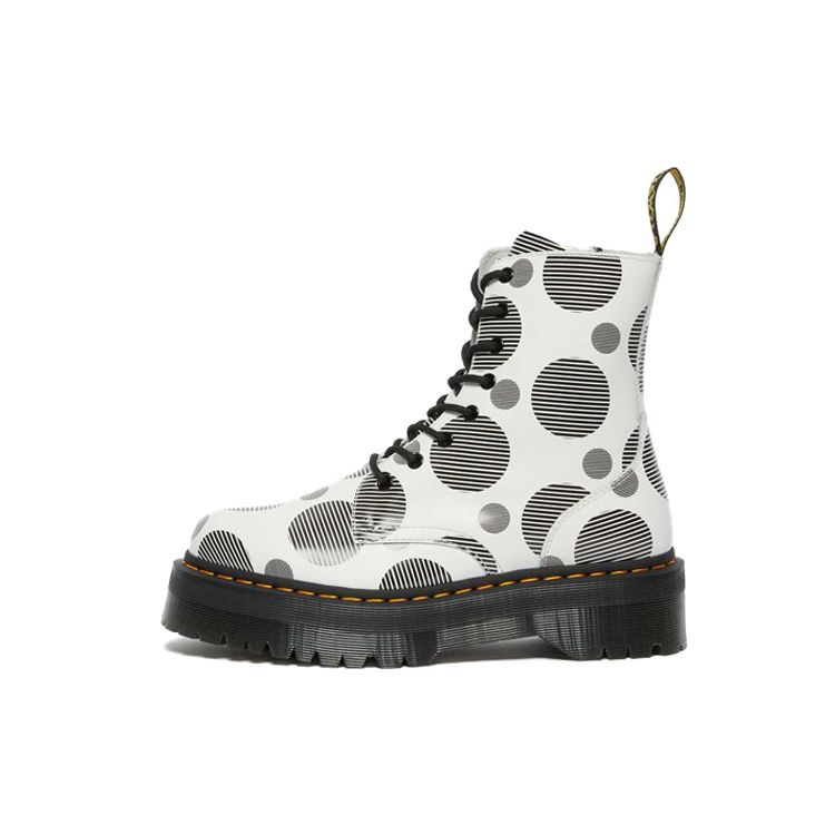 Dr. Martens Unisex Jadon Polka Dot Smooth Leather Platform Boots White Black 26882101 37