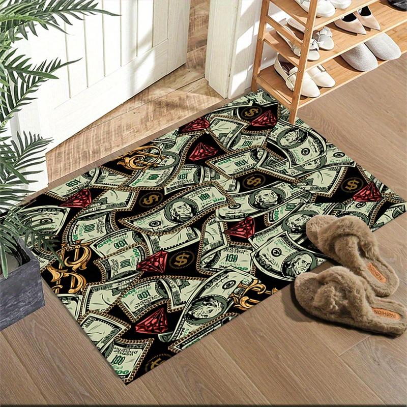 Luxurious Dollar Bill Design Area Rug  Polyester, Non-Slip & Lightweight | Multi-Color Rectangular Carpet for Living Room,