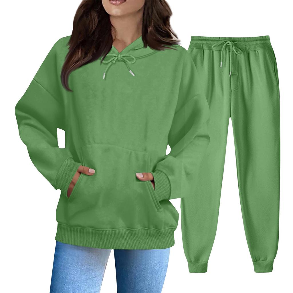 Women's Solid Color Sweatshirt Set (sweatshirt + Sweatpants)