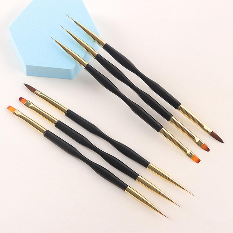 French Stripe Nail Art Liner Brush Set Tips Ultra-tynne linje tegnepenn Dual End UV Gel Malebørster Manikyrverktøy