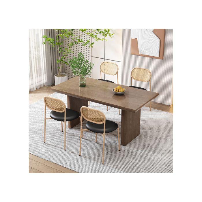 Chaises De Salle À Manger - MUVOE - Lot De 4 - Rotin Naturel - Métal - Confort Ergonomique