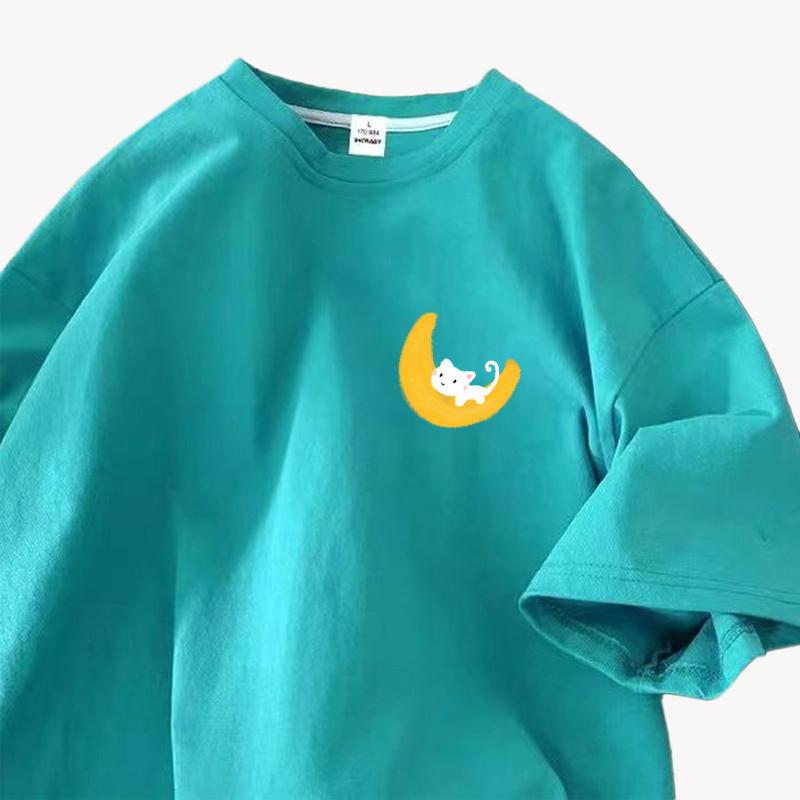 Cotton Short-sleeved T-shirt Female Summer Korean Version of The Loose Round Neck Printed Tops Trend Women's