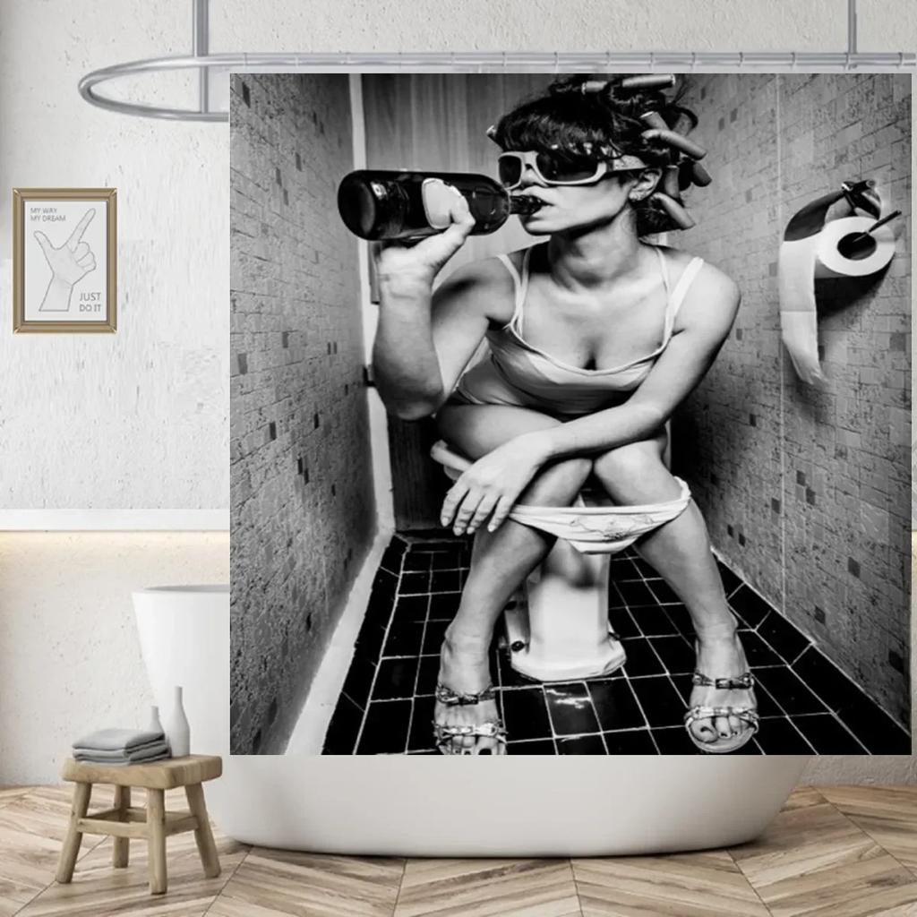 Get Naked Sexy Woman White Shower Curtain Waterproof High Quality Polyester Fabric Beach Washable Original Cortinas Home Decor