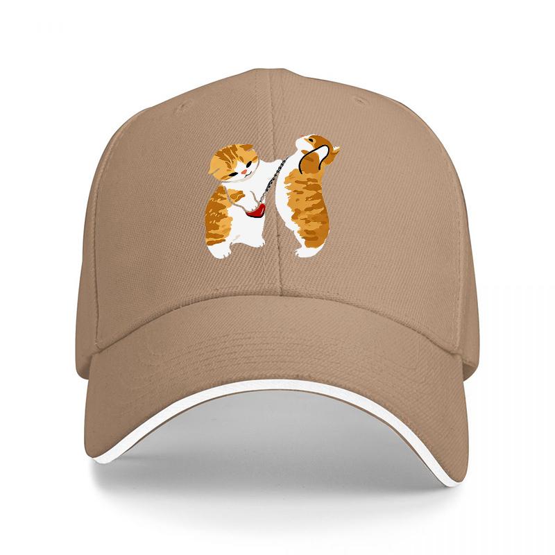 Cute Squirrel Couple Embroidered Black Baseball Cap Fashion Animal Design Hat for Unisex and Women Outdoor Wear