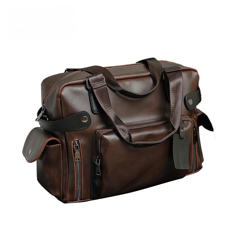 Herren Crazy Horse Leder Koreanische Freizeittasche Schultertasche Messenger Bag Handtasche Große Reisetasche Trendy Herrentasche
