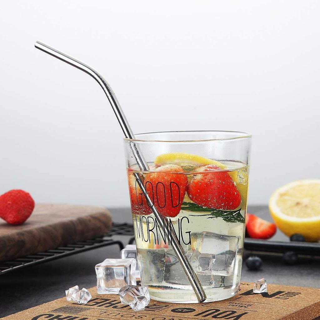 3Pcs Rainbow Color Reusable Metal Straws with Cleaning Brush 304 Stainless Steel Drinking Straws for Smoothie Milkshake Drinks