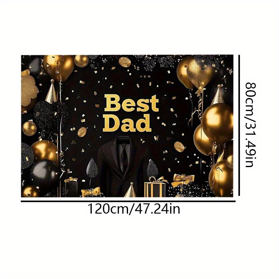 

1 шт. Большой баннер-гобелен с надписью «С Днем отца» — стильный дизайн галстука, камеры и подарка для украшения празднования Дня отца в помещении или на открытом воздухе, темно-синий фон 120*80cm