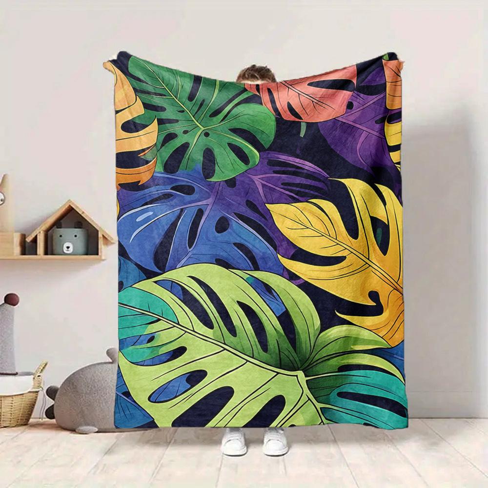 1pc Tropical Leaves Blanket Warm, Cozy, And Soft, Suitable for Sofas, Beds, Cars, And Office Use.Perfect for Camping And Travel, Making It a Great Gif
