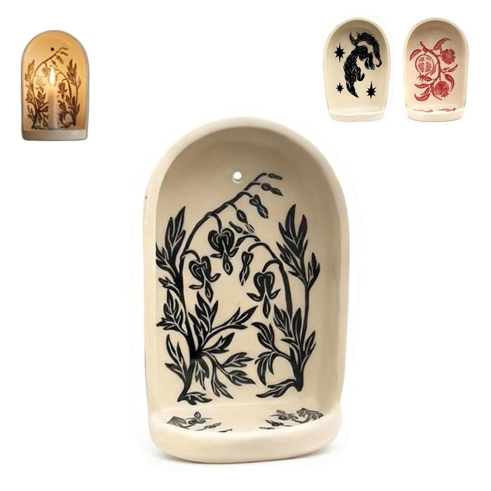 Decorative Design Sacred Wall Niche Wall Art Sacred Collection Candle Holders Jewelry Trays Plant Pattern Niche