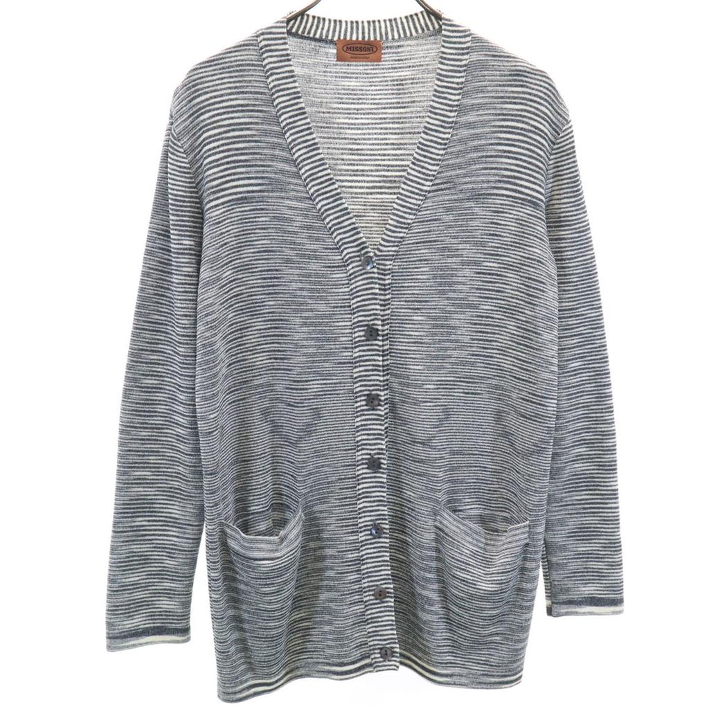 Missoni Made In Italy Border Pattern Long Sleeve V Neck Knit Cardigan 44 Women Used