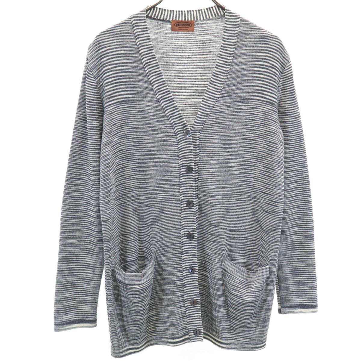 

Missoni сделано в Италии Кардиган вязаный с длинным рукавом и V-образным вырезом, с узором по краю, 44 Женский Б/у