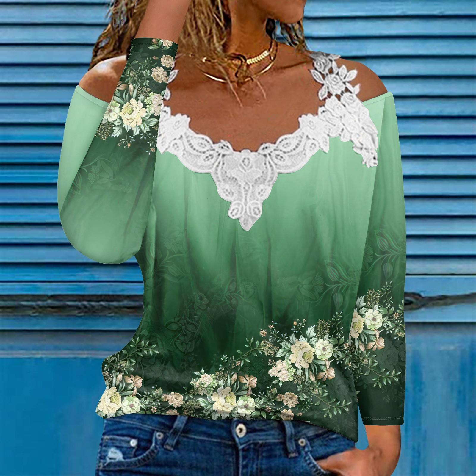 

Модный кружевной пуловер с V-образным вырезом, длинный рукав, цветочный принт, однотонная повседневная футболка XXL темно-фиолетового