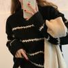 2023 Retro Japanese Striped Half-High Collar Sweater for Women: Thick, Loose, and Long-Sleeved for Autumn and Winter