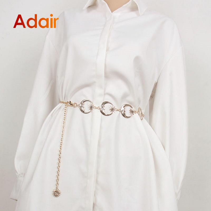 Fashion Waist Chain Belt For Women Gold Silver Color Metal High Quality Waistband Dress Lady Luxury Designer Brand Belt DT016