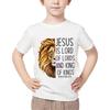 Kids Animal Tshirts Jesus Letter Graphic T Shirts Short Sleeve Clothes Child Boy Tee Shirts Cartoon Lion Print Children Clothes