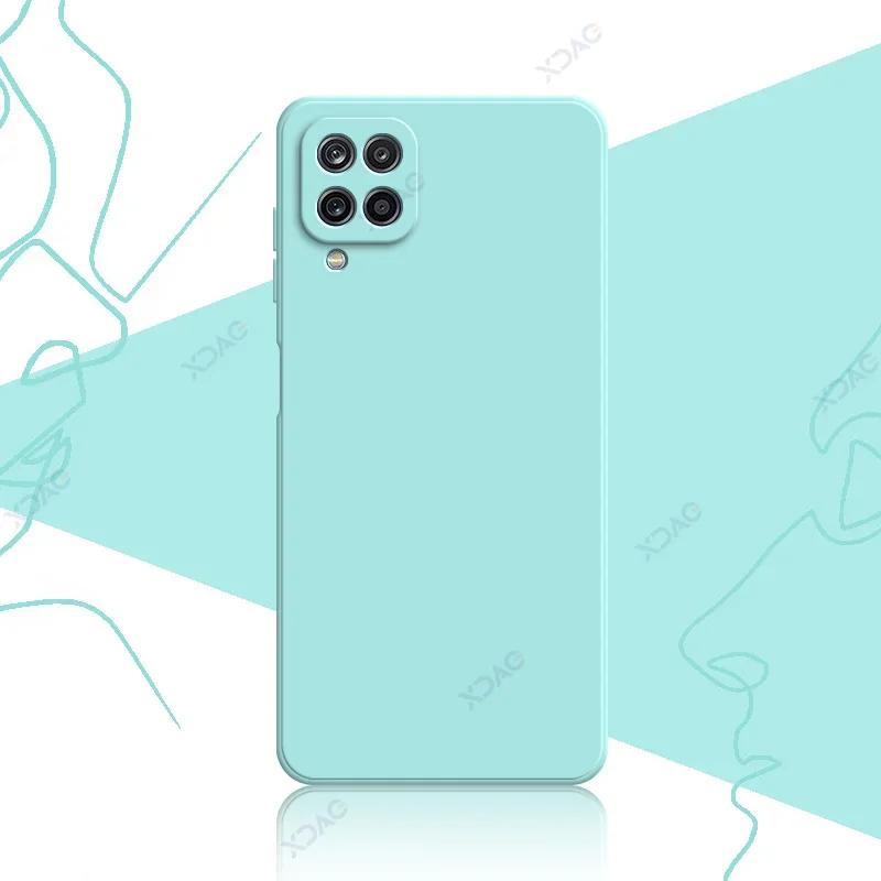 Modische Handyhülle für Samsung Galaxy A12 A22 4G 5G SamsungA12 SamsungA22 Quadratische Flüssigsilikon Weiche Rückseite Schutz