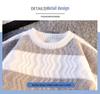2025 Autumn/Winter Men's Korean Style Color Block Striped Loose Knit Sweater
