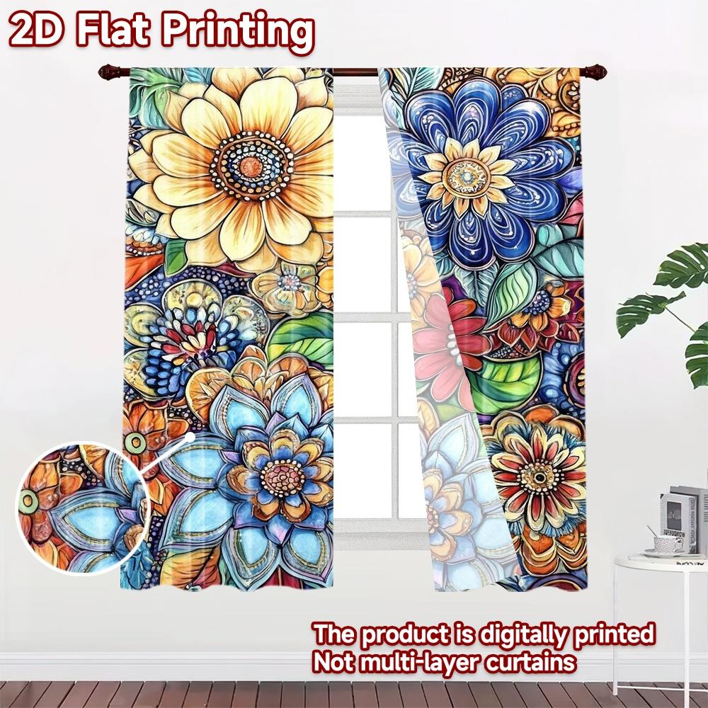 2D flat Photography Backdrop Party Backdrop Colorful Floral (2) 100% Polyester Festive Holiday Use for Indoor celebrations