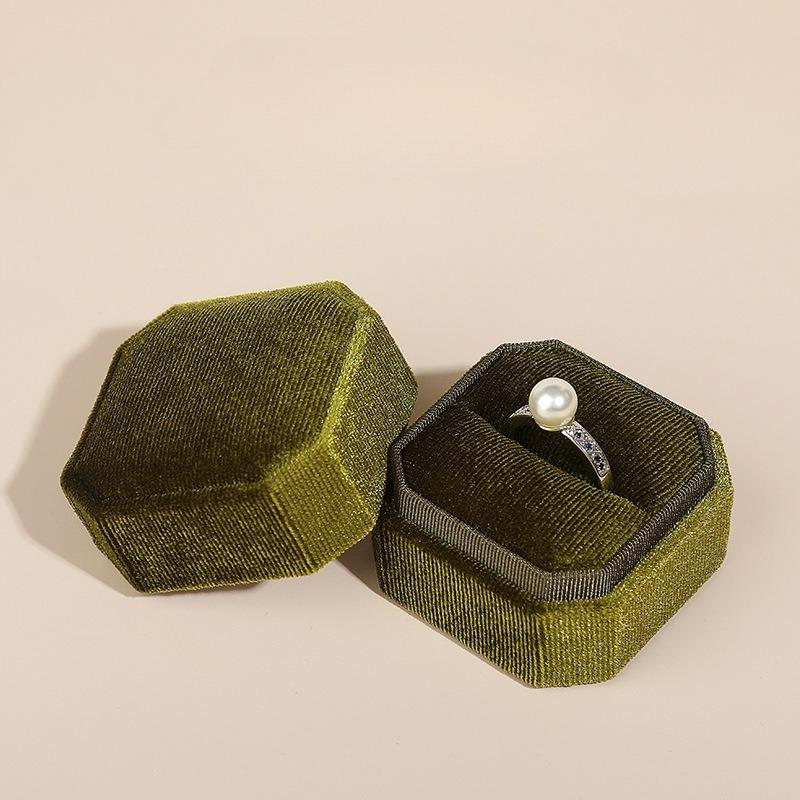 Scatola ottagonale portagioie in velluto, semplice portaanelli, portaorecchini a lobo, scatola regalo per proposta di matrimonio