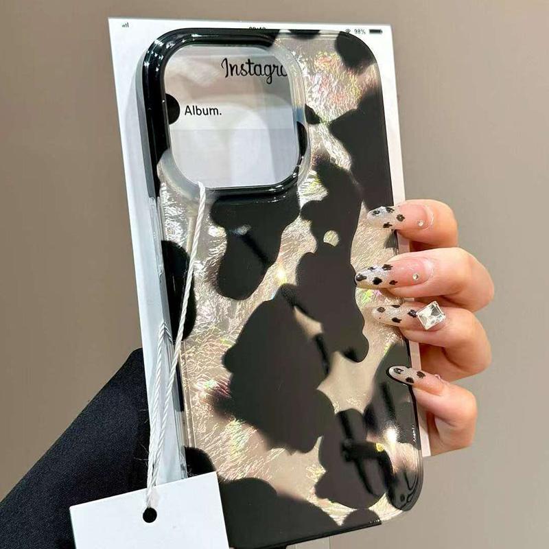 Gradient Ink Marks Laser Phone Case For Phone 17 Air 16 15 14 13 12 11 Pro Max XS XR 7 8 Plus Stylish Leopard Print Bumper Cover