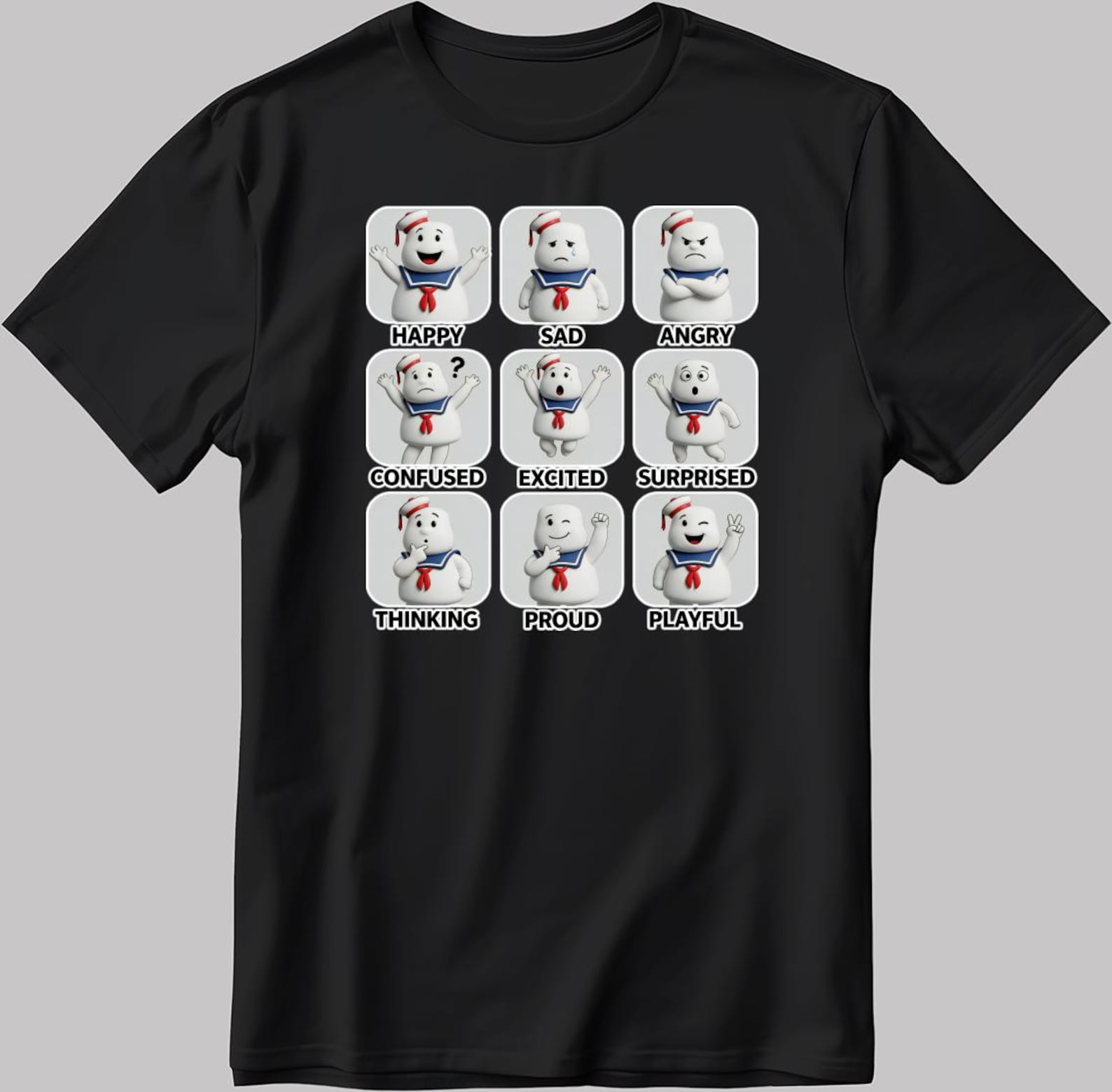 Stay Puft Marshmallow Moods White-Black Men / Women T-Shirt YZ127 XL