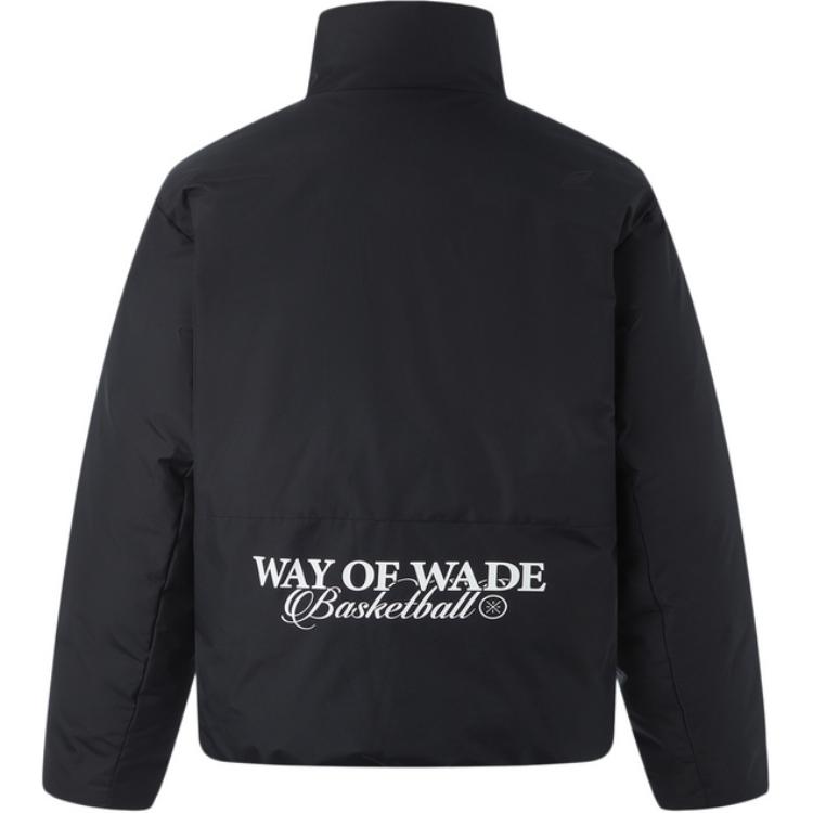 Li Ning Wow Wade Series Loose Fit Stand Collar Letter Warm Down Jacket Men Outerwear Black AYMU005-1