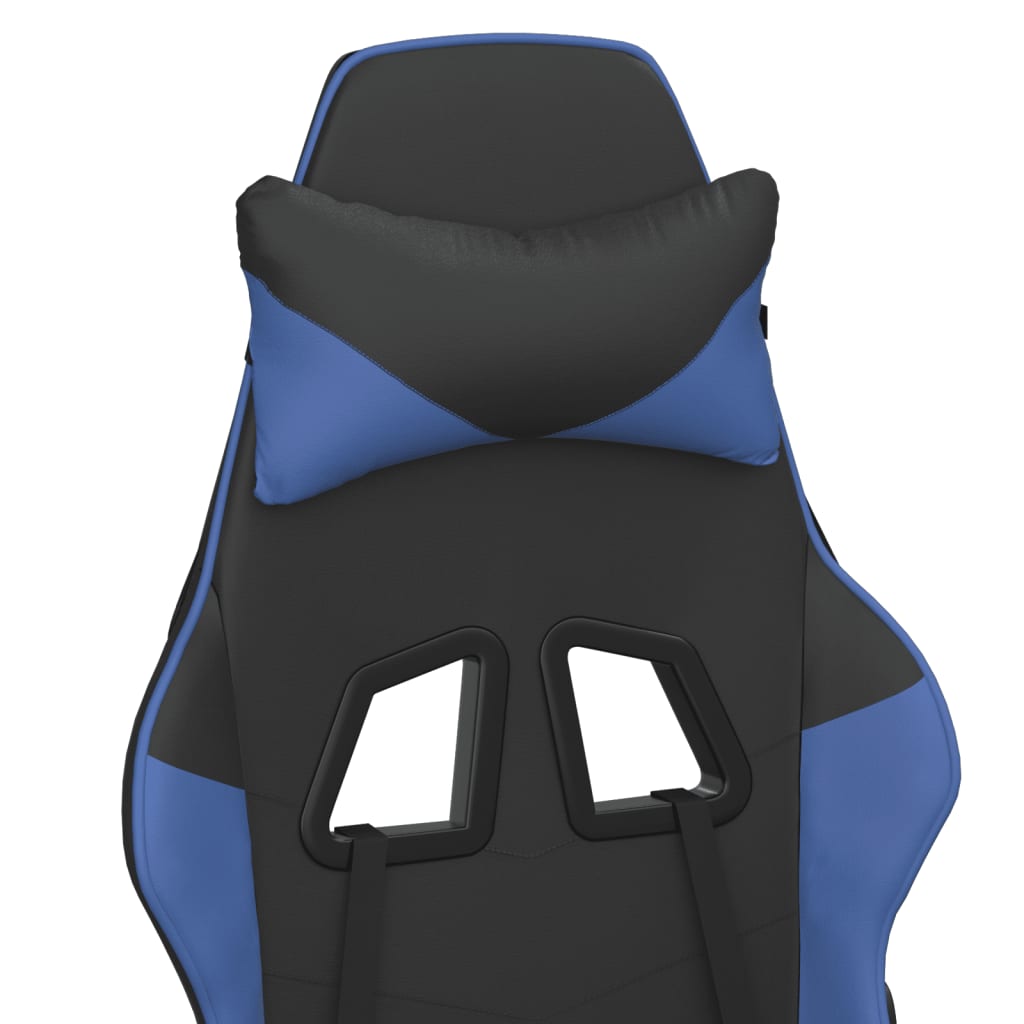 Gaming Chair with Massage Function Black and Blue Synthetic Leather