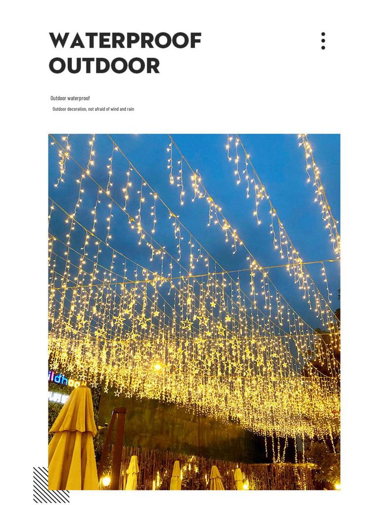 Cross-border Waterproof LED Outdoor Twinkling String Lights for Courtyard and Decorative Waterfall Lighting