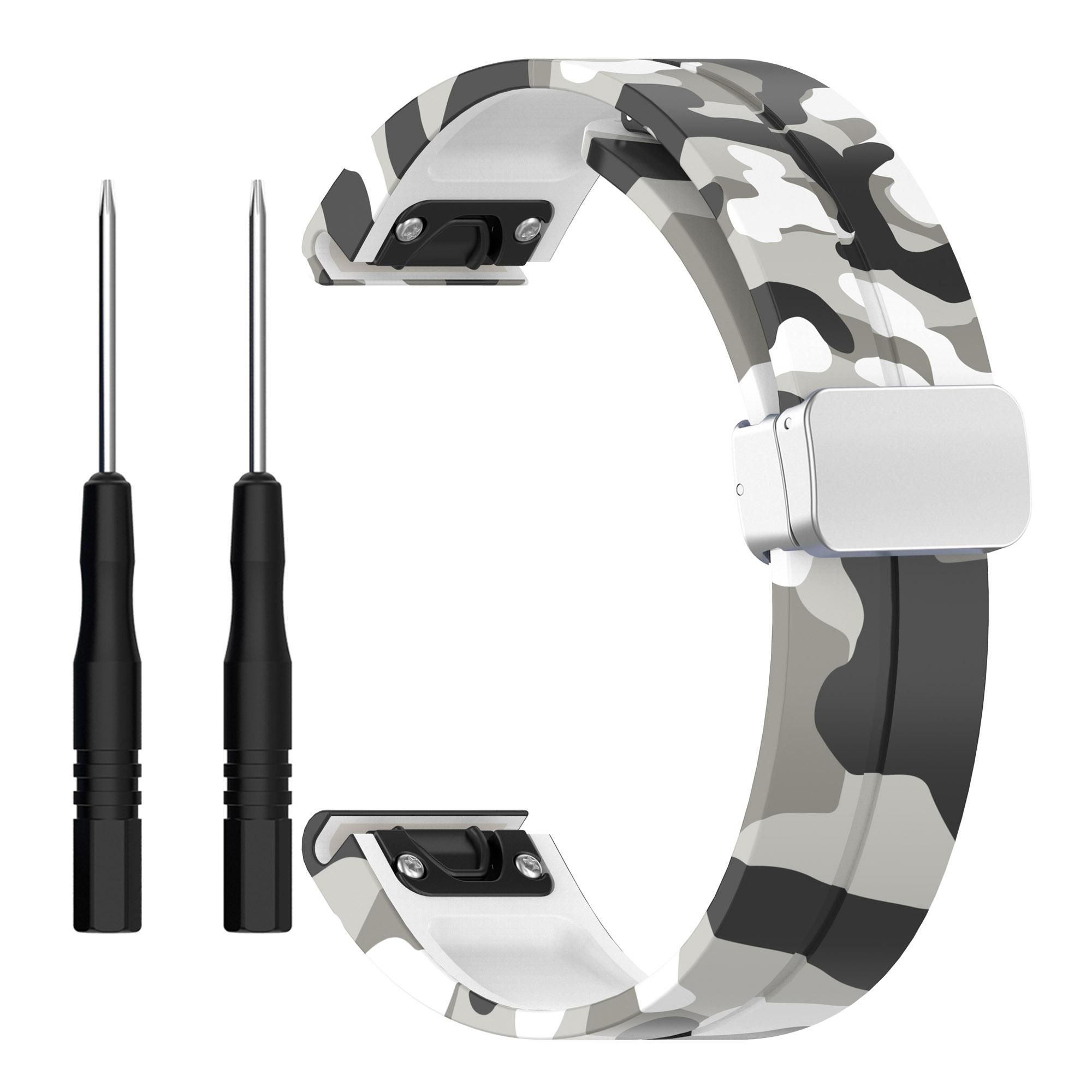 

For Garmin Fenix 7S/6S Pro/5S Plus/Instinct 2S Camouflage Watch Bands Silver Buckle 20mm Sports Strap Camo Wine Red