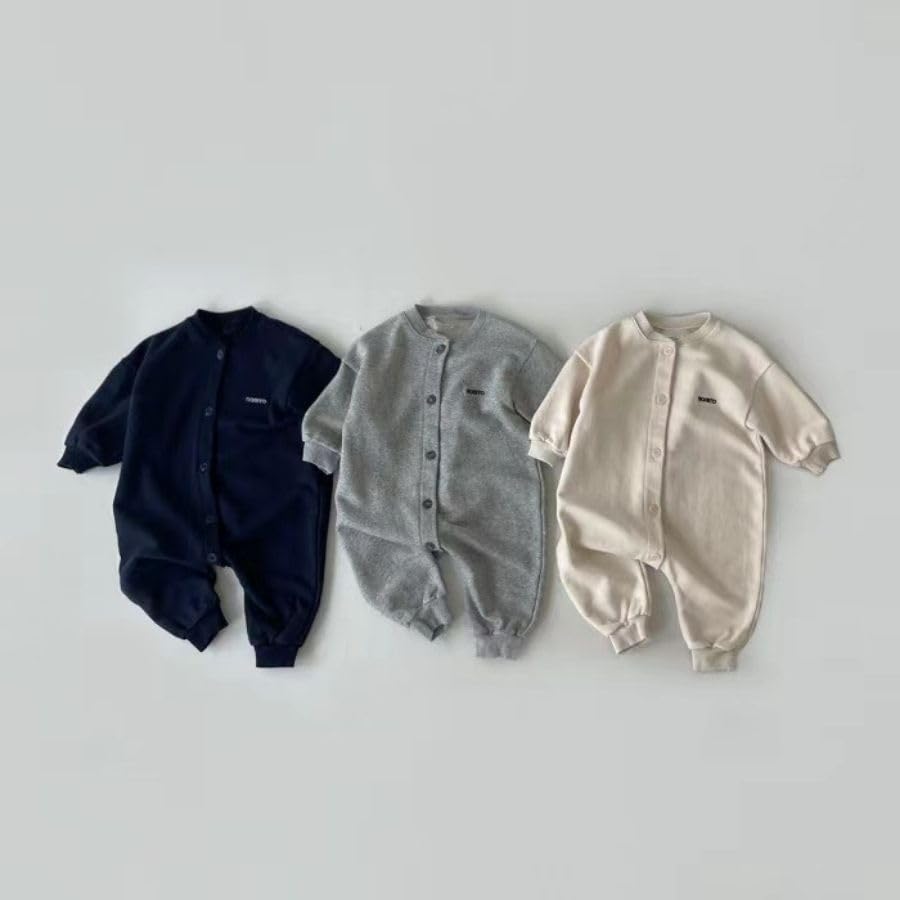 Grey 90cm Sweatshirt Long Sleeve Romper Warm Outing Loungewear Cute Newborn Korean Clothing Baby Clothing Boys Girls 66cm 73cm 80cm 90cm [EnDast]