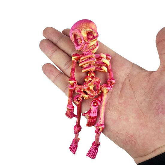 5Pcs 3D Printed Skeleton Refrigerator Magnet Poseable Skeleton Figurine with Movable Joints Halloween Gothic Skeleton Fridge Magnetic Decoration