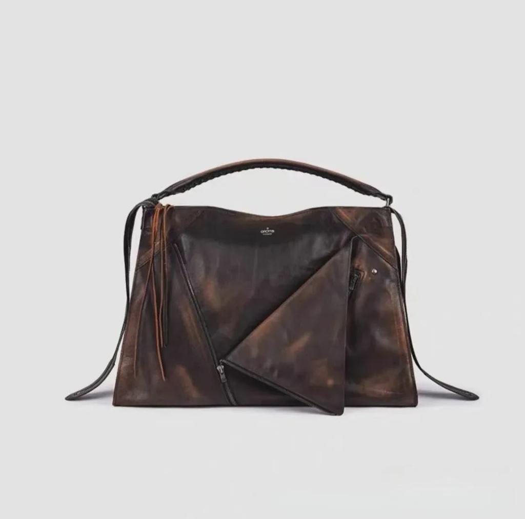 GROTTO Maillard Women's Large Capacity Genuine Leather Lapel Shoulder & Messenger Bag