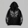 Herren Vintage Dunkler Streetwear Hoodie Lockerer Schnitt Reißverschluss Übergröße Partner Sweatshirt