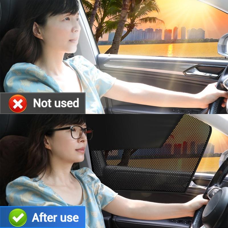 1-4PCS Car Window Shades Magnetic Car Sunshade Curtains UV Protection Mesh Window Screen Suction Curtain Cover Fit for Most Cars