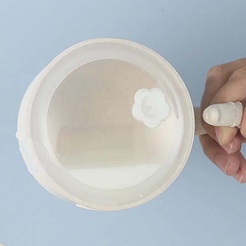 Kopp med sugerør av hvetestrå i nordisk stil Barn Silikon Sippy Lekkasjesikre Drikkekopper Tegneserie Spedbarn Håndtak Holdbar Fallbestandig Kopping