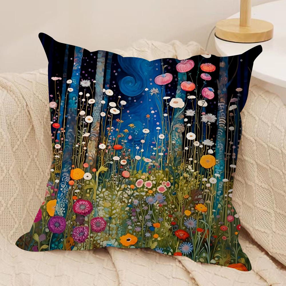 Midsummer Nights Flowers Cushion Cover Silky Short Plush DoubleSided Printed Pillow Case for Sofa All Seasons Home Decor Gift