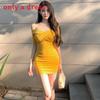 Sexy Girl Crossed Neckline Dress With Pleated Design For Date Night