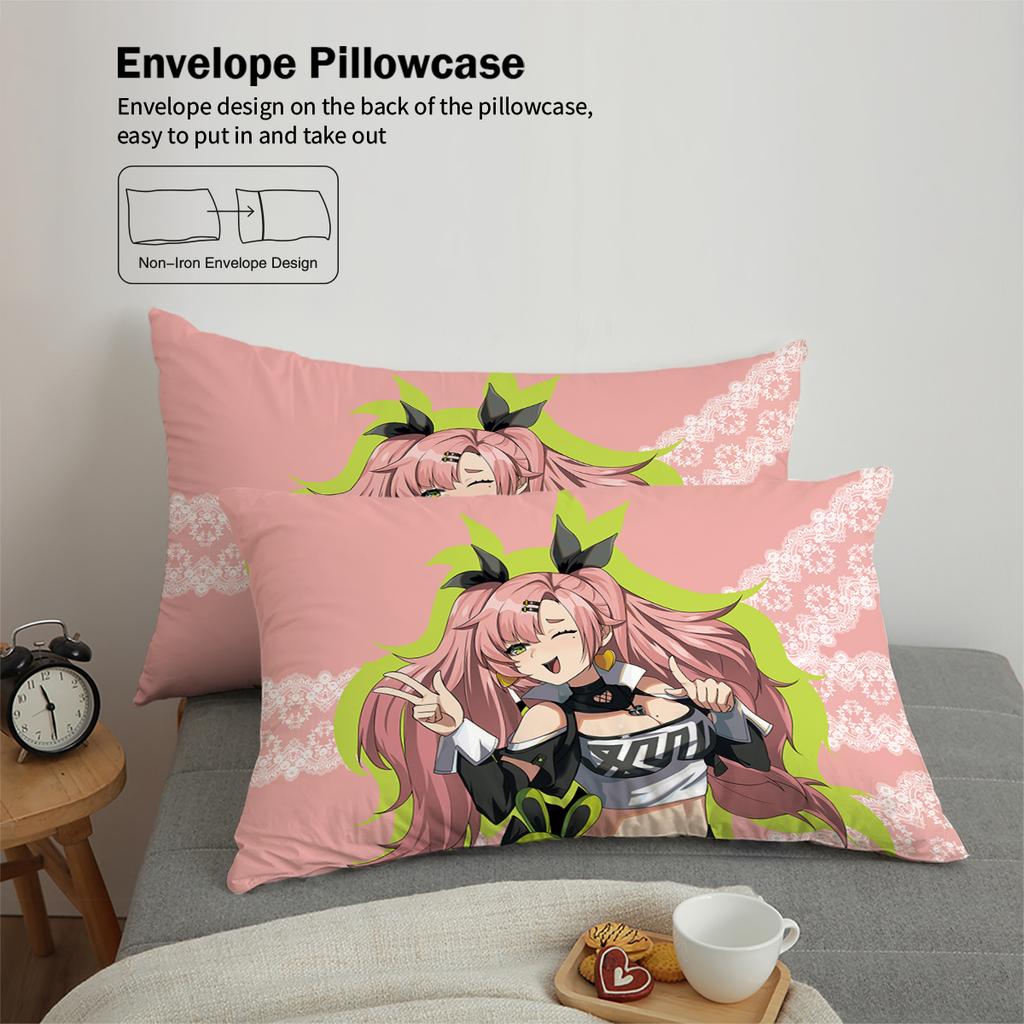 3-piece Down Duvet Cover with Anime Beautiful Girl Pattern Print (1 Duvet Cover+2 Pillowcases, No Core) Comfortable Bedding Set