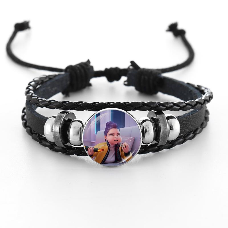 Cross-border Fashion Demon Hunter Bracelet: Time Gem Bangle for Men and Women, Couple's Leather Woven Black Hand Rope