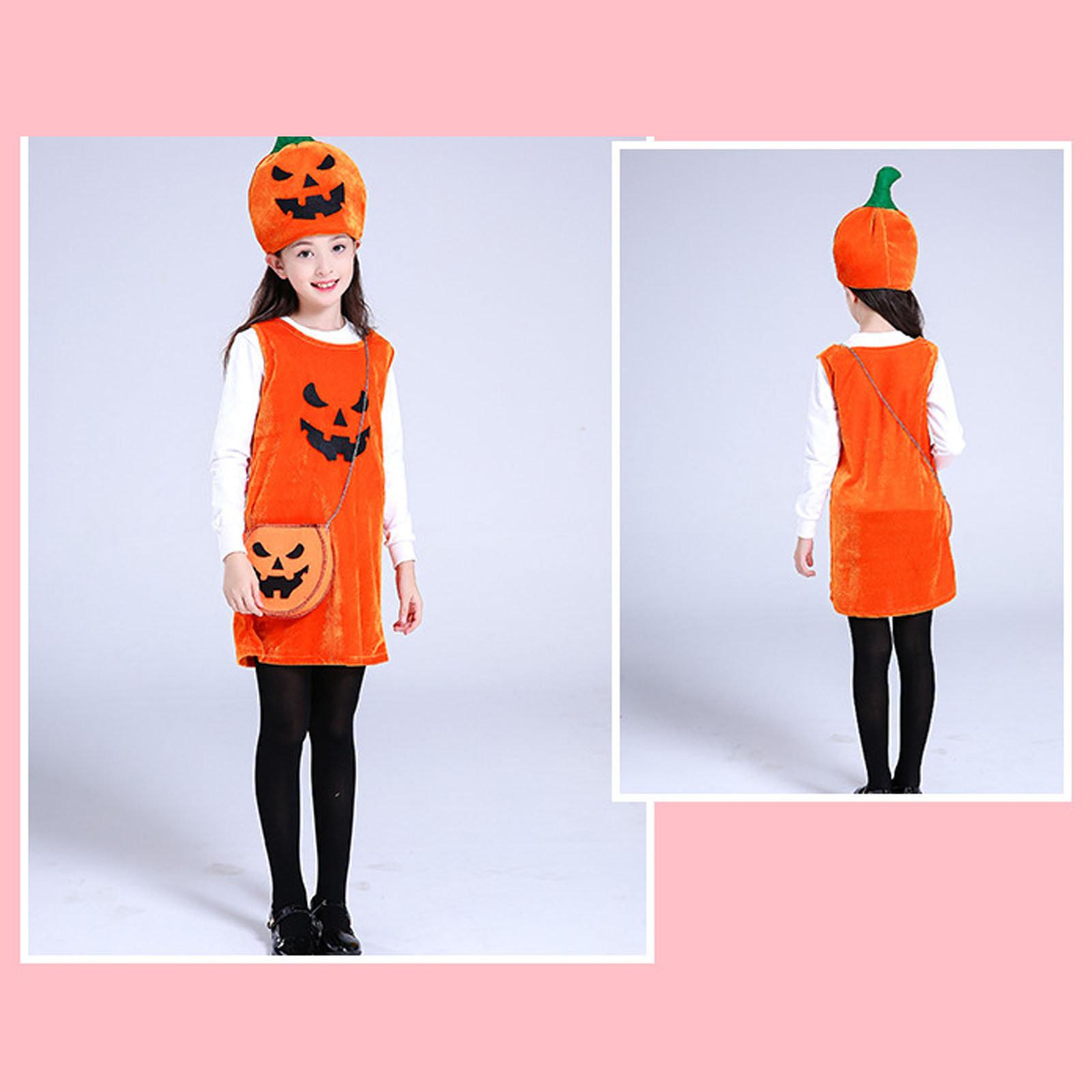 

Одежда на Хэллоуин для маленьких девочек, костюм, платье, праздничные платья + шляпа, наряд 110 оранжевый