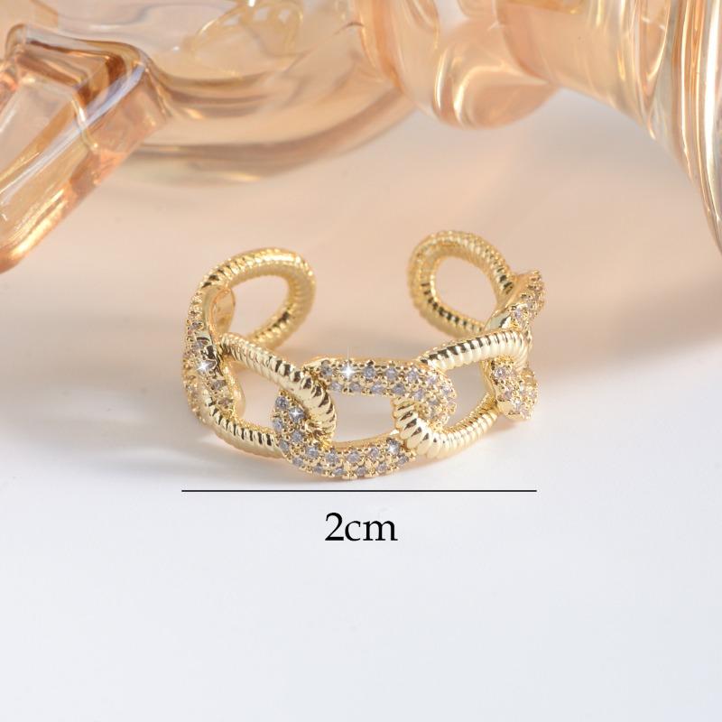 Meier Chain cuban open ring women s cut out diamond adjustable ring jewelry