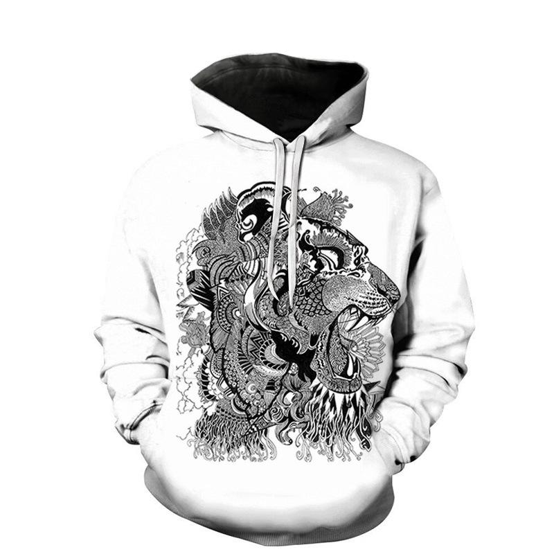 

Толстовки с 3D-принтом с рисунком кота и льва, повседневные толстовки с капюшоном для мужчин, новинка, унисекс, топы, удобные, осень-зима, длинные рукава, пуловер XS