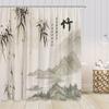 Chinese Style Shower Curtains Lotus Koi Bamboo Chinese Ink Painting Bathroom Curtain Vintage Bath Decorations For Home
