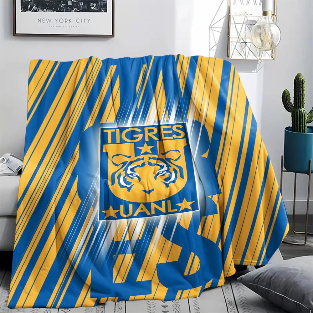 1PC Tigres UANL Print Flannel Blanket, High quality Comfortable for All Seasons, Home Decor, Warmth and Comfort, Perfect for Christmas Gifts219